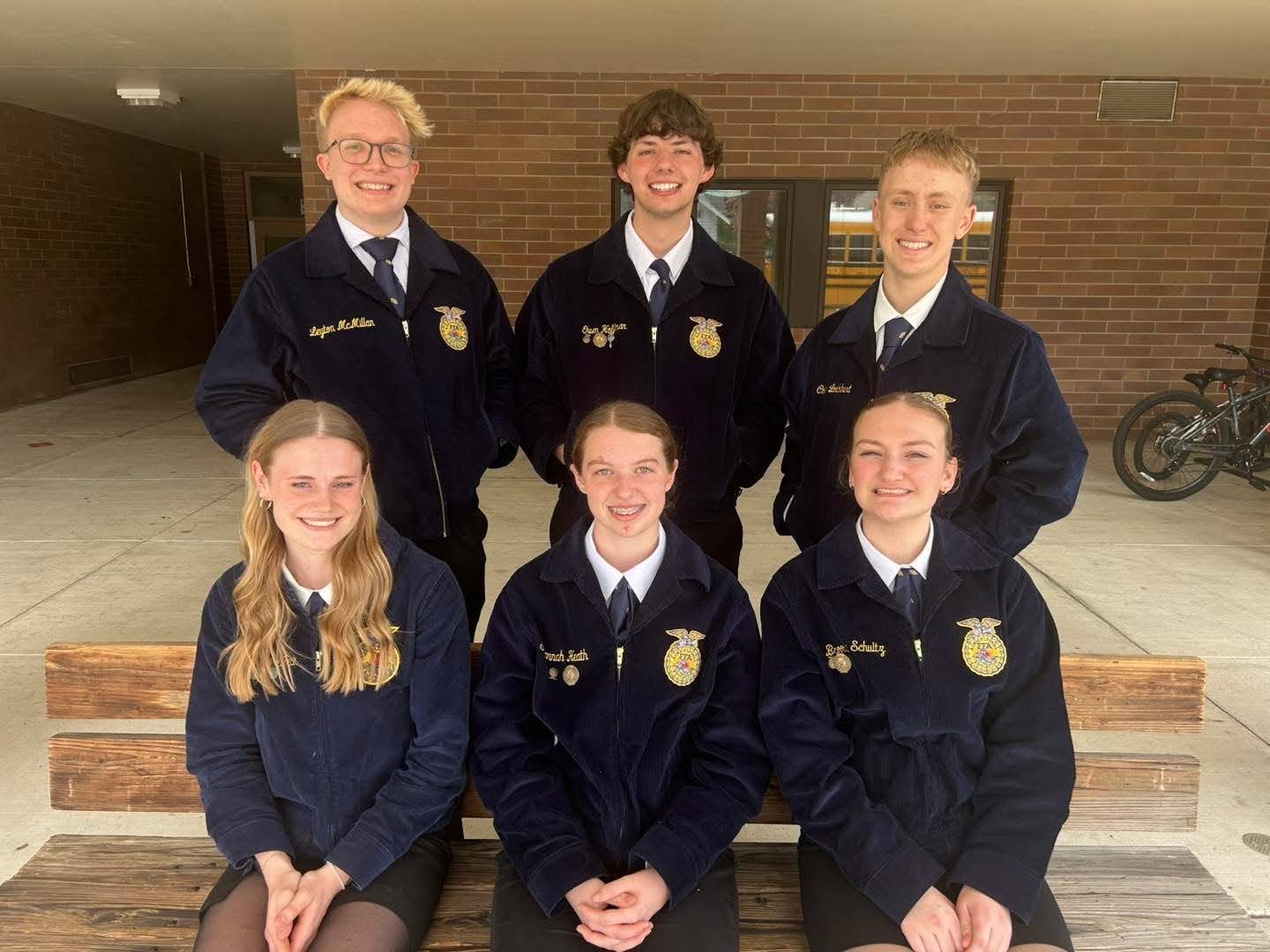 The Clarkston FFA parliamentary procedure team in official dress